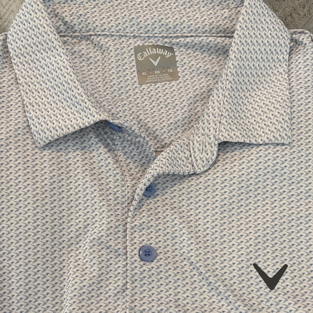 Callaway Men's White and Blue Polo Shirt